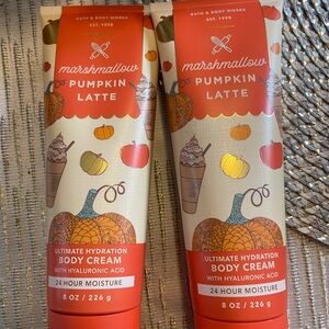 Bath & Body Works Marshmallow Pumpkin Latte Body Cream - Orange, Cream, Gold